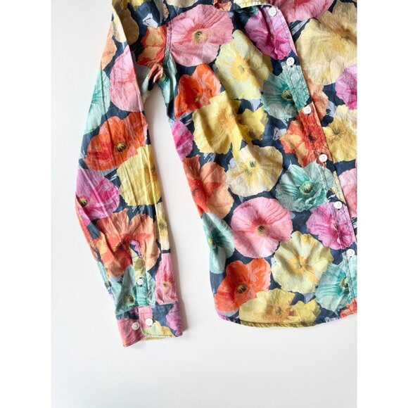 SIMONS x LIBERTY Poppy Wonder Floral Cotton Voile Button Down Blouse, Size XS - Picture 8 of 14